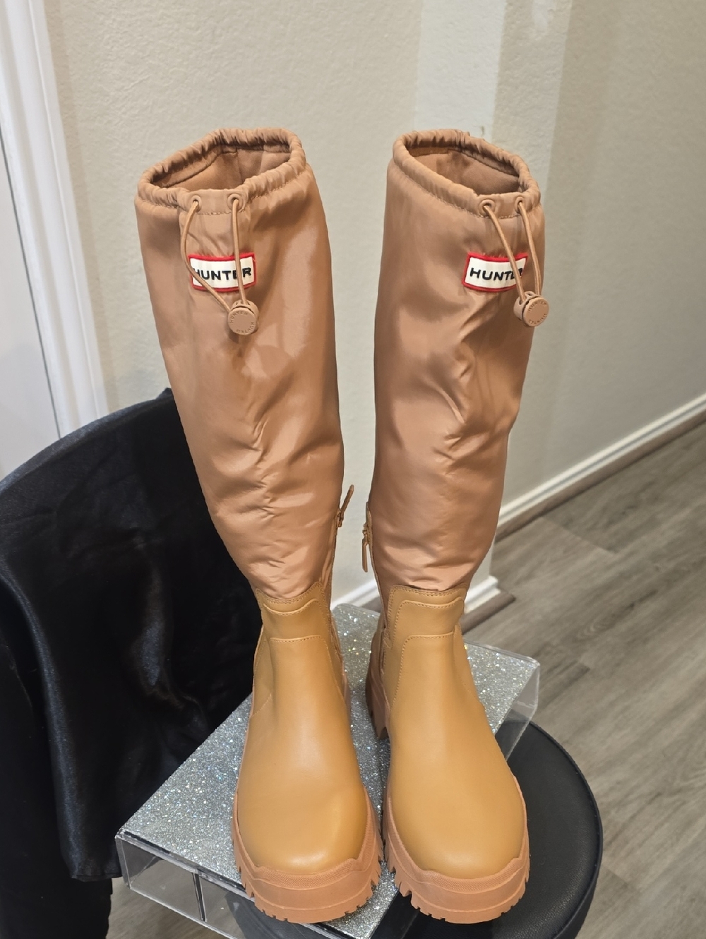 Hunter Wendy Tall Waterproof Rain Boots- Light Natural - Picture 12 of 12